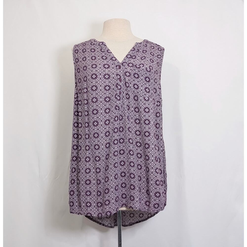 Market & Spruce Top Stitch Fix Purple White Floral Sleeveless Women's Size 1X